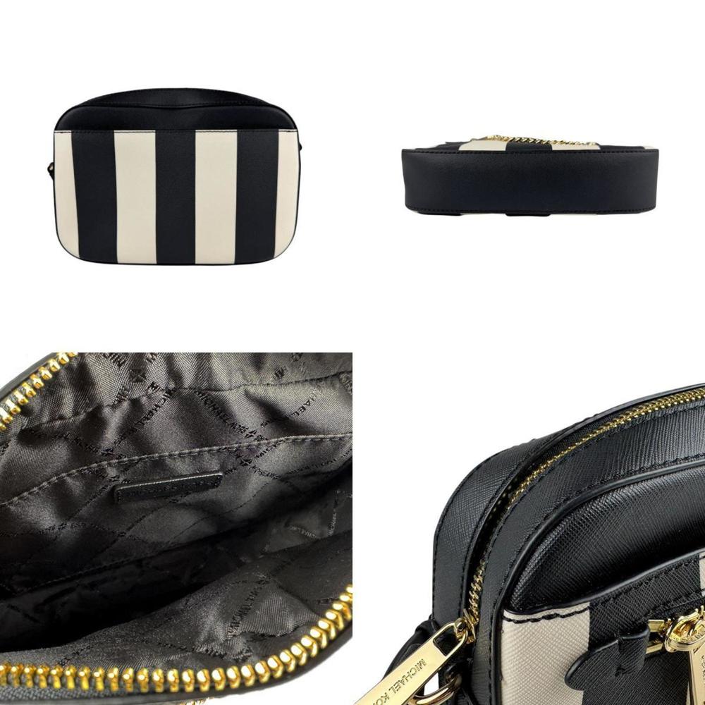 Michael Kors Shoulder Bag Leather Black Off-White Gold Women's Z4095 - Picture 3 of 5